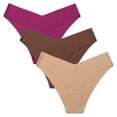 thumbnail image 1 of Conjunto de 3 piezas Braguitas de mujer Braguitas de algodón de seda helada sin marcas para mujer Borde de cintura en forma de V para mujer, 1 of 5