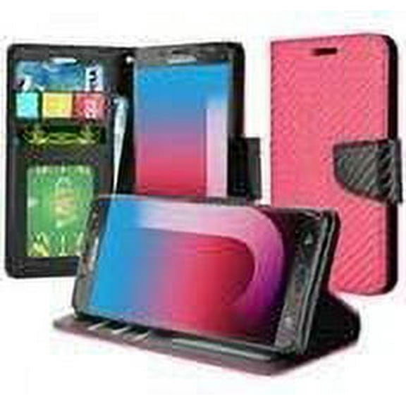 GSA Carbon Wallet Case For Samsung Galaxy J7(2018), J737 Hot Pink/Black