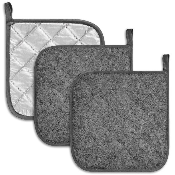 Fixdono 3 Pieces Pot Holders for Kitchen Heat Resistant Cotton 7x7 inch Washable Potholders