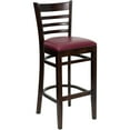 thumbnail image 2 of Emma + Oliver Ladder Back Walnut Wood Barstool, Burgundy Vinyl Seat, 2 of 6