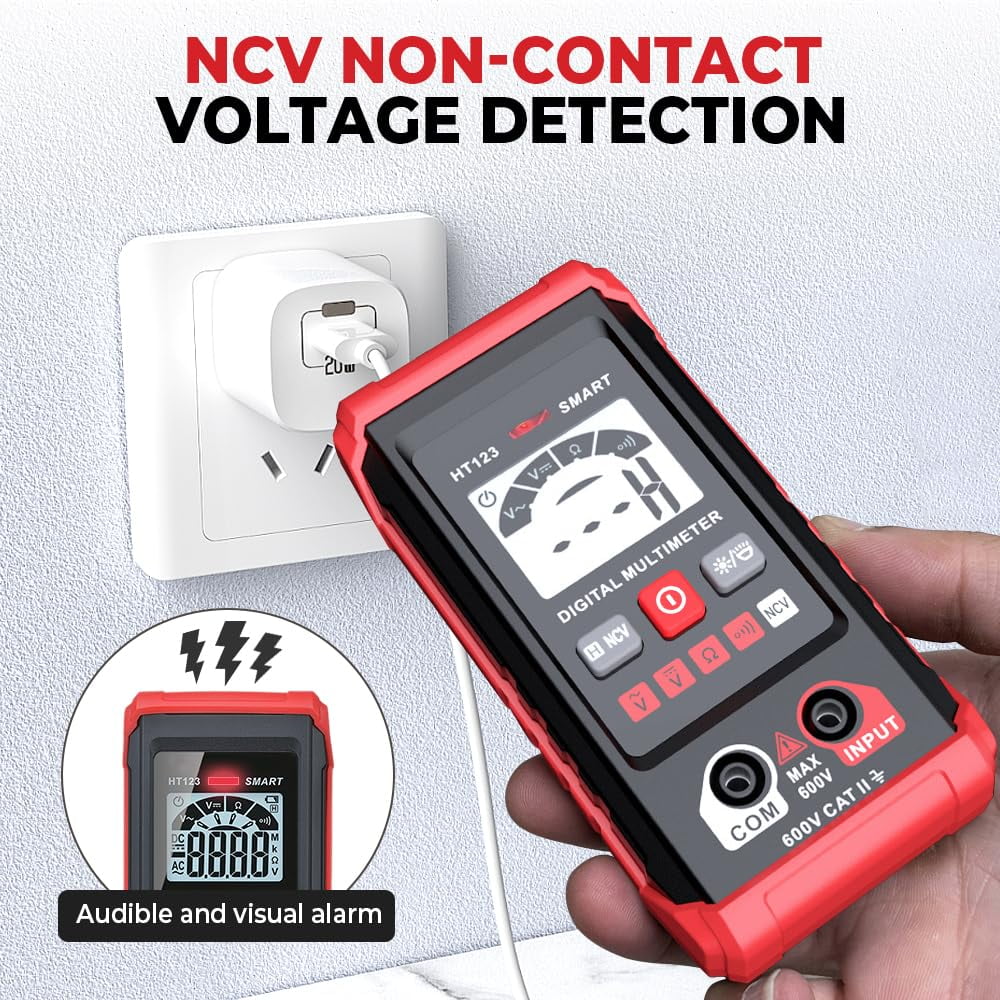 Automatic Digital Multimeter, 2025 New Auto-Ranging Voltmeter, Electric Meter Tester Tool Smart Measurement, Non Contact Volt DC Amp Meter Tester Digital Voltmeter for Ac/Dc Voltage (1PC)