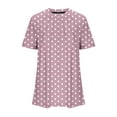 thumbnail image 5 of XUNKUSGA Womens Blouses Polka Dot Boho T-shirt Oversized Round Neck Tops Light Breathable Summer Outfits 2025, 5 of 5