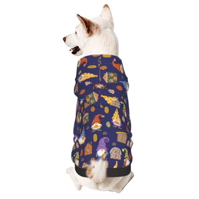 Fotbe Gnomes And Houses Sudadera con Estampado para Perros Pequeños – Suéter con Capucha para Mascotas, Tela Suave de Forro Polar con Bolsillo-Medium