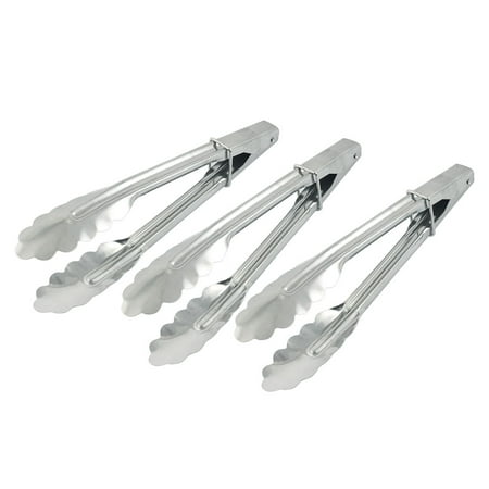 Unique Bargains Metal Clip BBQ Barbecue Buffet Meat Bread Food Locking Tongs Silver Tone