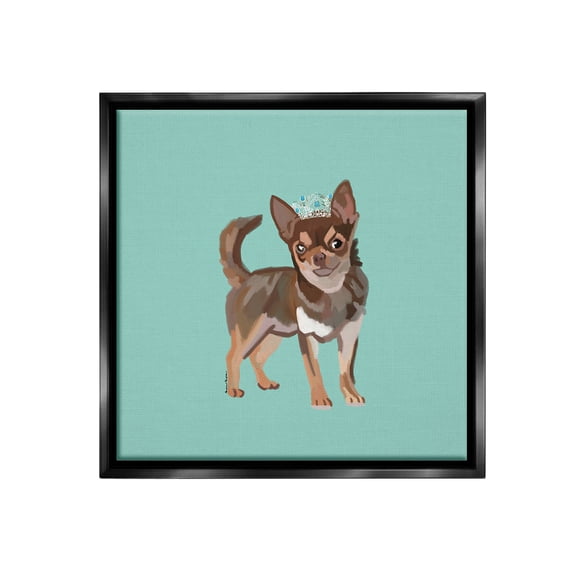 Stupell Industries Chihuahua with Crown Animals & Insects Painting Black Floater Framed Canvas Art Print Wall Art, 18 x 18
