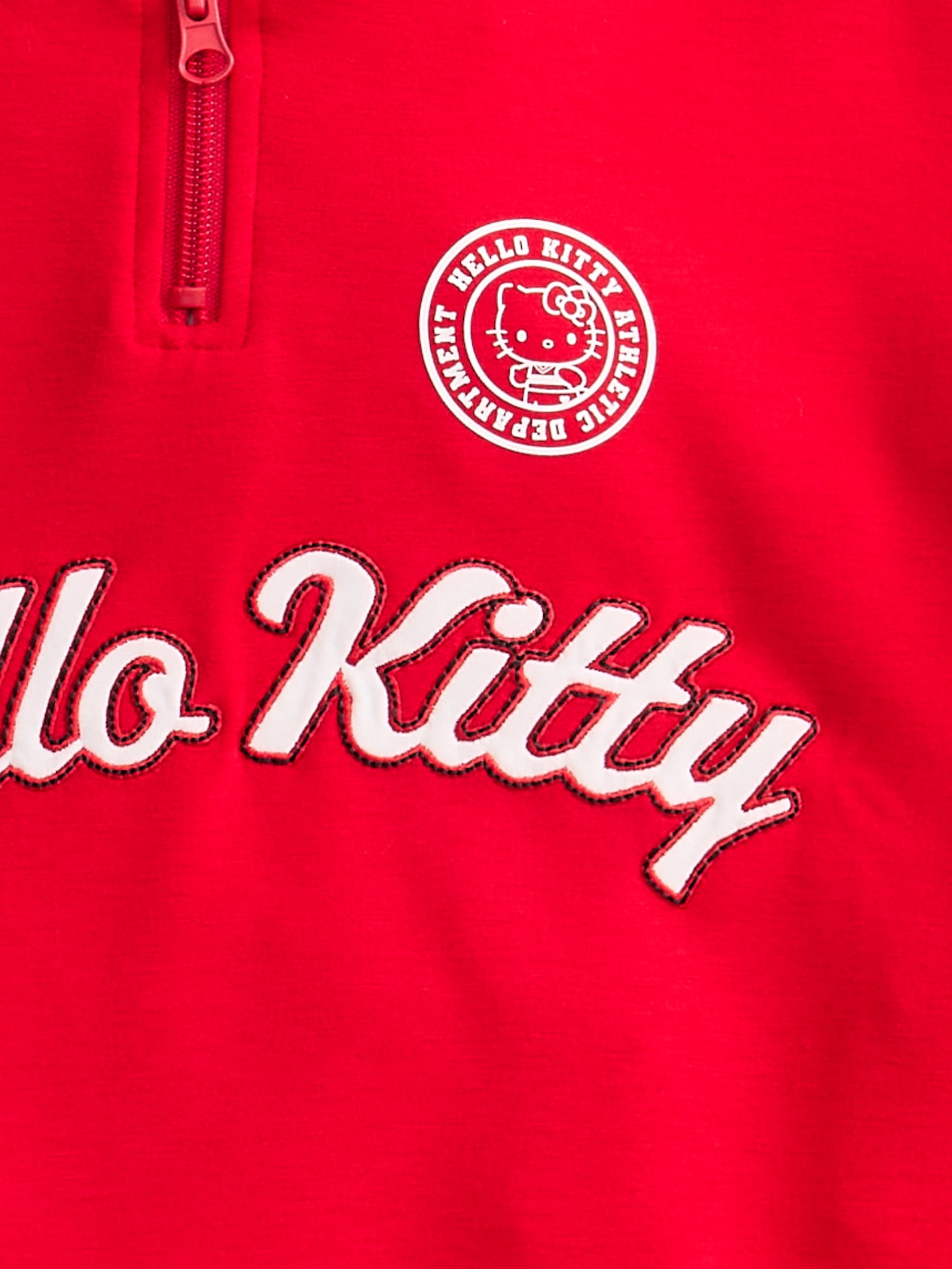 Hello Kitty Girls' Quarter Zip Graphic Pullover Sweatshirt with Long Sleeves, Sizes 4-12