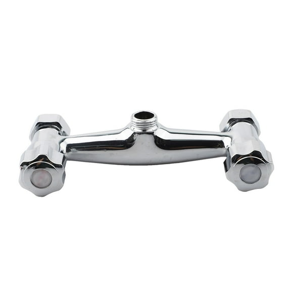 BCLONG Chrome Dual Handle Shower Faucet Brass Spout Valve Hot and Cold Water Mixer