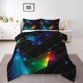 thumbnail image 1 of Neon Lights Comforter Set Geometric Stripe Bedding Set Colourful Decor Down Comforter Modern Abstract Bed Set For Kids Boys Girls Teens, 1 of 7