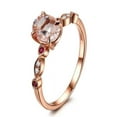 thumbnail image 2 of Sale Antique Design 1.25 Carat Peach Pink Morganite (Round Shaped) and Diamond with Ruby Engagement Ring in 10k Rose Gold, 2 of 2