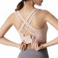 thumbnail image 1 of Ropa interior deportiva de alto impacto para mujer, ropa interior deportiva para correr con tiras cruzadas en la espalda, ropa interior con copas desmontables - Rosa, 1 of 5
