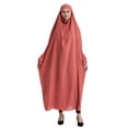 thumbnail image 3 of Muslim Women Solid Color Hooded Batwing Sleeves Abaya Long Hijab, 3 of 6