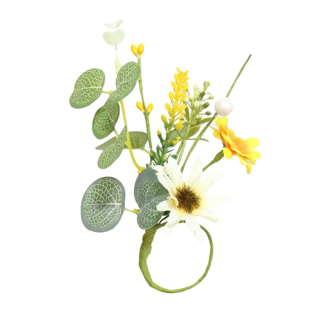 Flowers Farmhouse Table featuring Leaf Napkin Rings with Floral Pearl Buckle for All-Year Weddings and Home Display