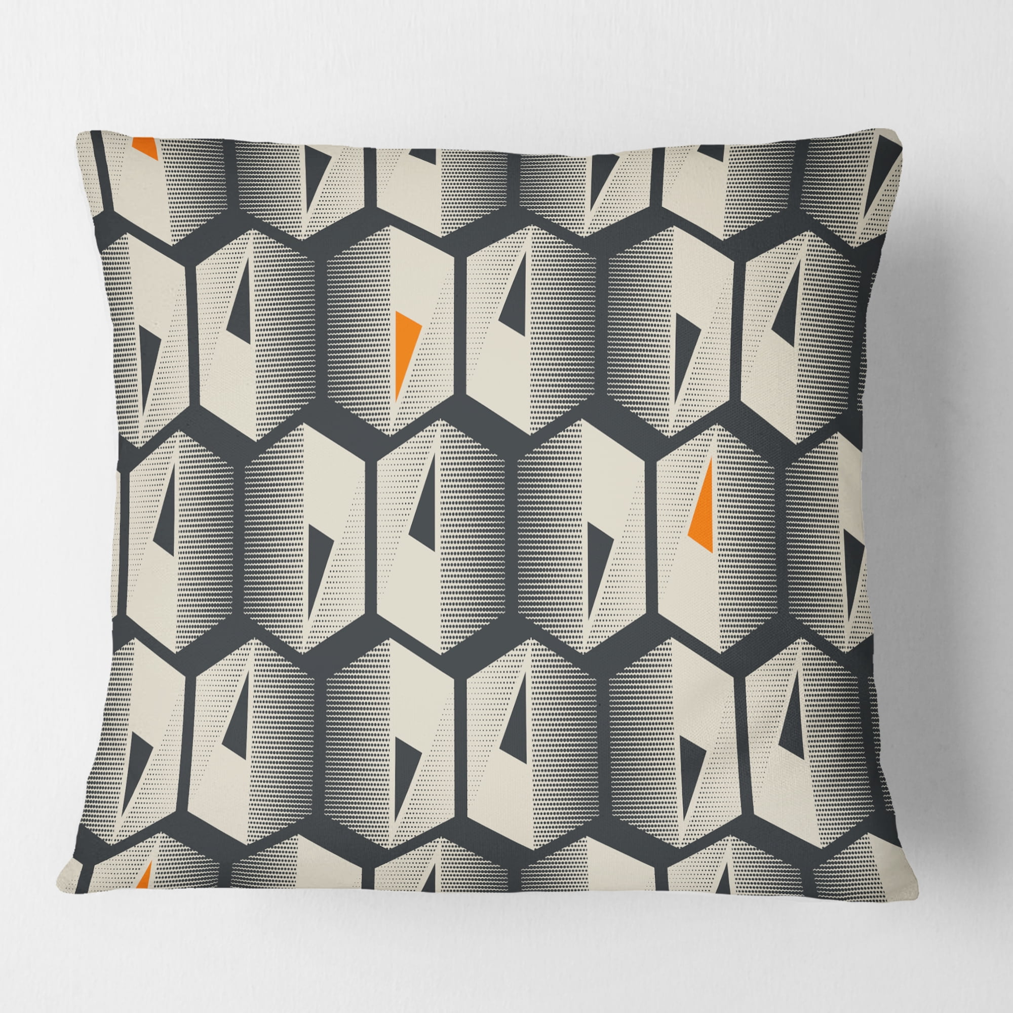 Designart Abstract Retro Triangular Geometrics' Mid-Century Modern Throw Pillow - 16x16