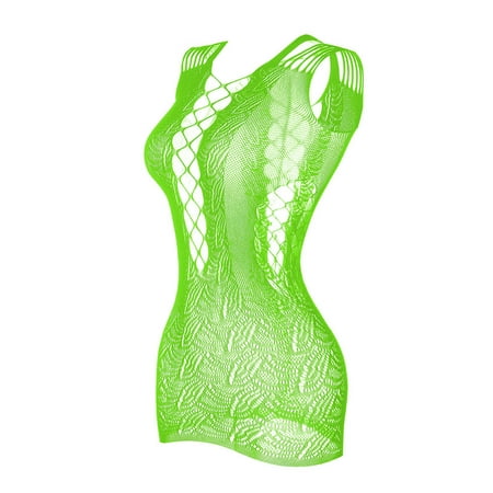 IROINNID Sexy Lingerie For Women At Hip Strapless Sexy Fishnet Seamless Mesh Netting Chemise Hollow Out Perspective Dress Sleepwear Nightdress