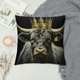 thumbnail image 2 of BCIIG   Highland Cow Pillow Cover for Sofa Couch Chair Southwest Farmhouse Animal Throw Pillow Cover Golden Crown Outdoor Pillow Cover Luxury Black Cushion Cover   22x22in, 2 of 5