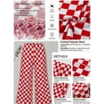 thumbnail image 3 of JWD Women's Checkered Wide Leg Pants Casual Elastic Waist Comfy Loose Fit Trousers with Pockets Red White Plaid M, 3 of 8
