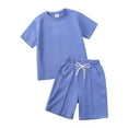 thumbnail image 3 of Boys Outfits Toddler Boys Loose Short Sleeve and Shorts Casual Summer Set Boys' Clothing Sets Blue 1-2 Years, 3 of 9