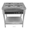 thumbnail image 2 of GELUOXI 4-Pan Commercial Food Warmer, 4 x 1/2 Pans Electric Steam Table, 1500W Professional Buffet Catering Food Warmer with Shield Undershelf Wheels, Stainless Steel Server for Party Restaurant, 2 of 9