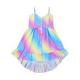 thumbnail image 1 of Xingqing Toddler Baby Girl Rainbow Printing Button Straps Ruffled Sling Sleeveless Skirt, 1 of 8