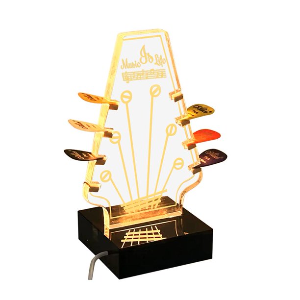 Ruifaya Estante de almacenamiento de paletas de guitarra de madera Luz acrílica Regalo creativo Luz ✨s