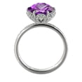 thumbnail image 5 of 14K White Gold 3.50 ctw Amethyst Ring with Diamonds Flower Vintage Halo, 5 of 6