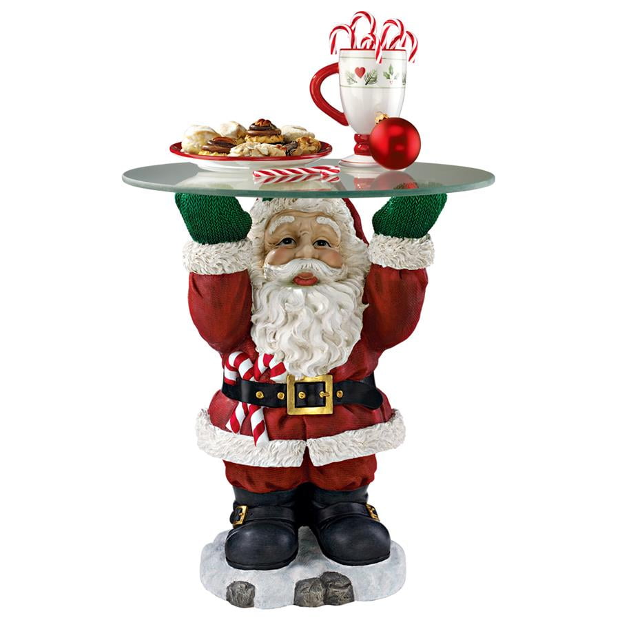 Design Toscano Santa Claus Sculptural GlassTopped Holiday Table