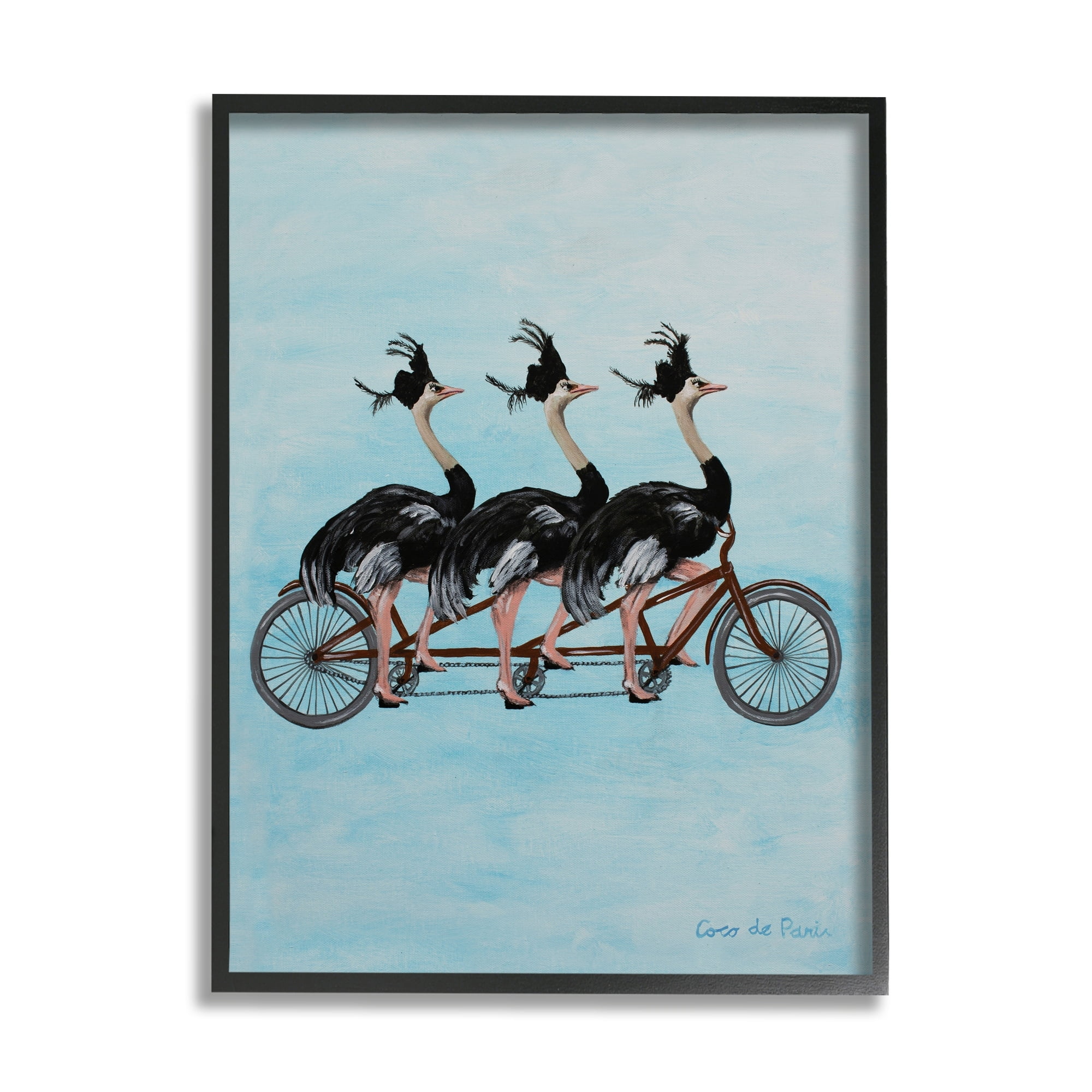 Stupell Industries Ostriches Riding Tandem Bicycle Funny Cute Painting , 24 x 30, Design by Coco de Paris