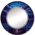 thumbnail image 3 of DESIGN ART Designart 'Light At The End Of The Pier During Stormy Night III' Printed Landscape Cottage Lake Mountains Wall Mirror 20in.x30in., 3 of 5