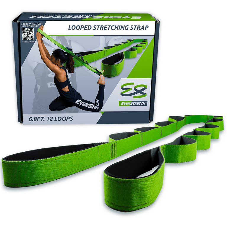 EverStretch Non-Elastic Stretching Strap with Loops - Premium Fabric  Exercise Band