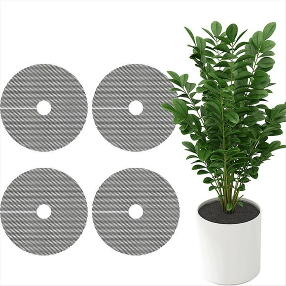Rejilla para Macetas con Estacas, Protector de Suelo, Que los Gatos Excaven. Rejilla para Macetas Recortable (4 Unidades).