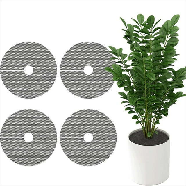 Rejilla para Macetas con Estacas, Protector de Suelo, Que los Gatos Excaven. Rejilla para Macetas Recortable (4 Unidades).