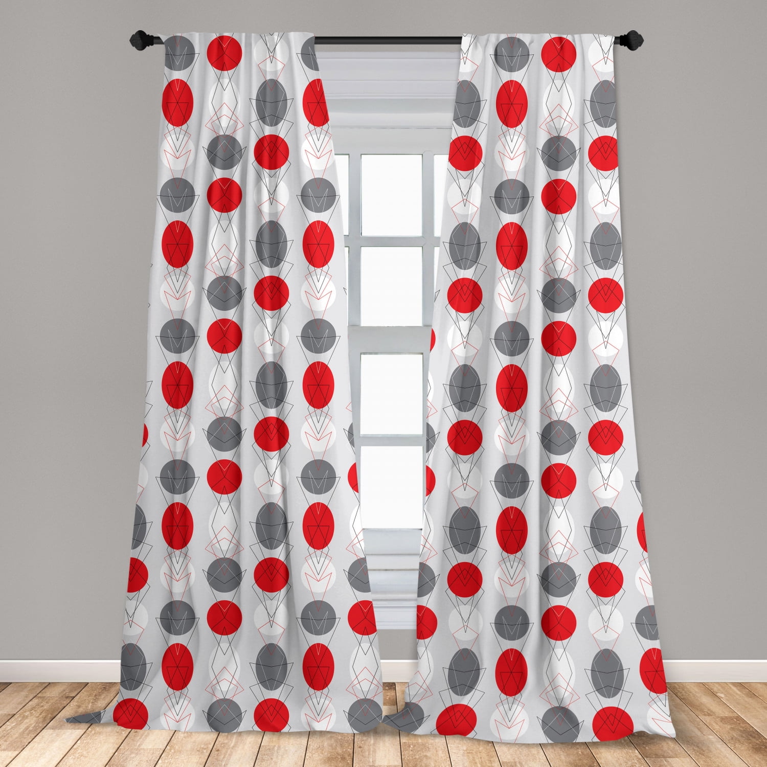 Kirkland's Red Tan Gatehill Grommet Geometric Curtain 2 Panels 37 x 95 10 Avail.