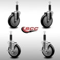 thumbnail image 2 of 5 Inch SS Black Poly Wheel Swivel 1 Inch Expanding Stem Caster Set 2 Brakes SCC, 2 of 2