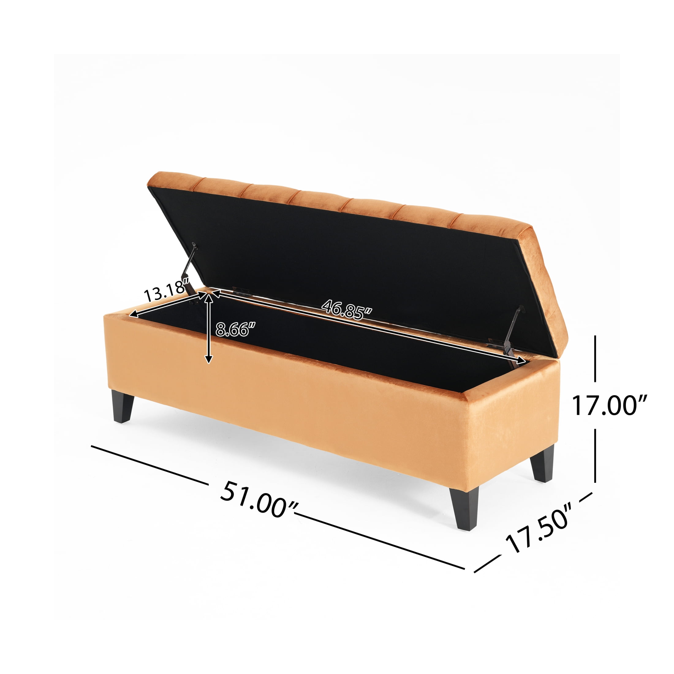 Christopher Knight Home Modern 52" Velvet Storage Ottoman Bench, Button Tufted, Orange