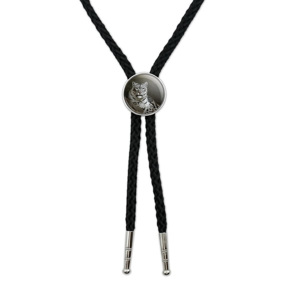 Snow Leopard on Ledge Western Southwest Cowboy Necktie Bow Bolo Tie
