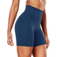 thumbnail image 4 of Cadmus Womens High-Waist Stretch Yoga Shorts Ultra Soft Naked Feeling Workout Shorts with Lycra Fabric for Running & Gym, Navy Blue, 2XL, 4 of 9