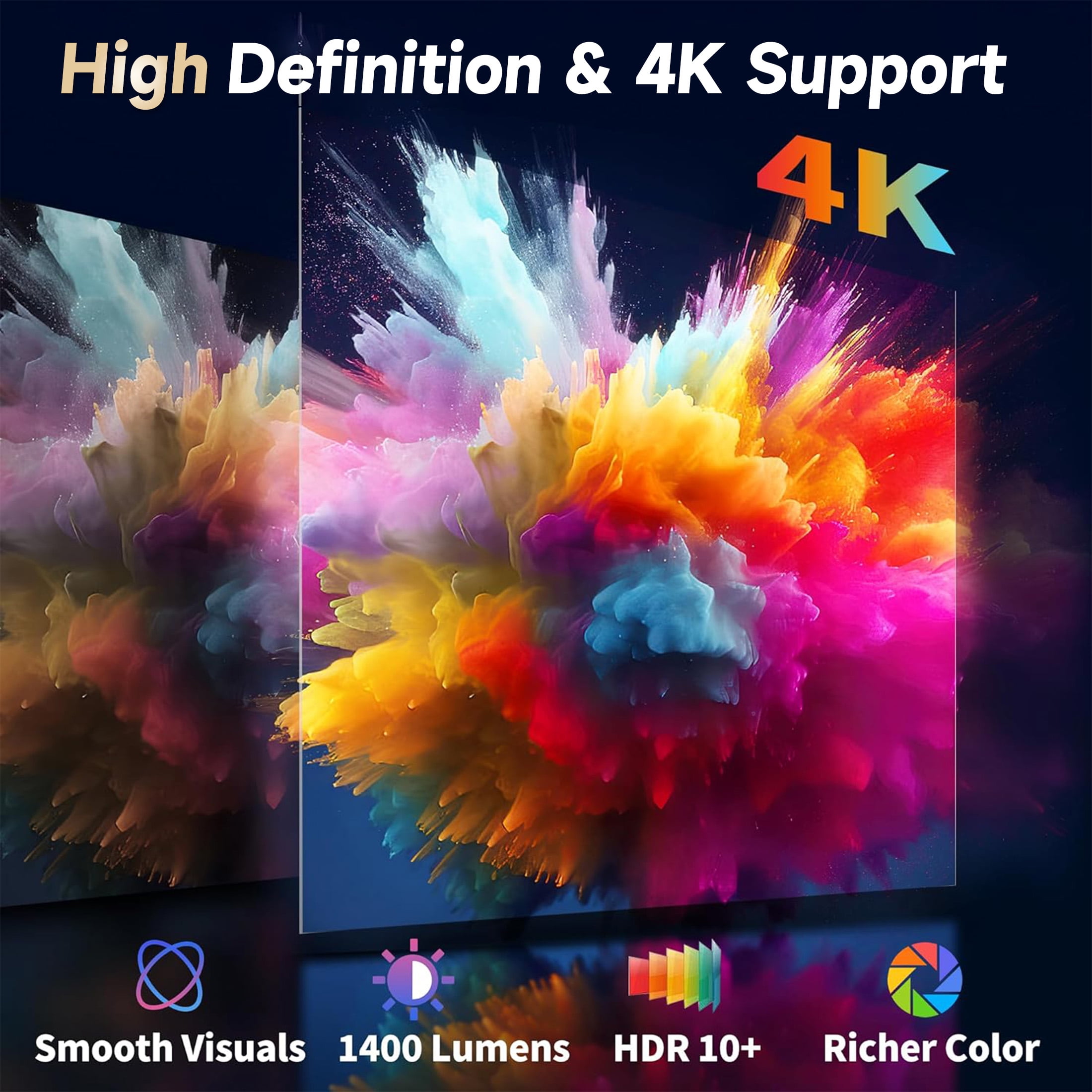 BDQ 2.4G+5G WiFi Bluetooth 4K Support Native 1080P, 240ANSI LM,Full HD Movie Projector, LCD Technology 130" Display Home Theater.