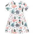 thumbnail image 4 of joogoo Flamingo Palm Leave Girls' Short Sleeve Dress Kids Dresses 5-6T, 4 of 8