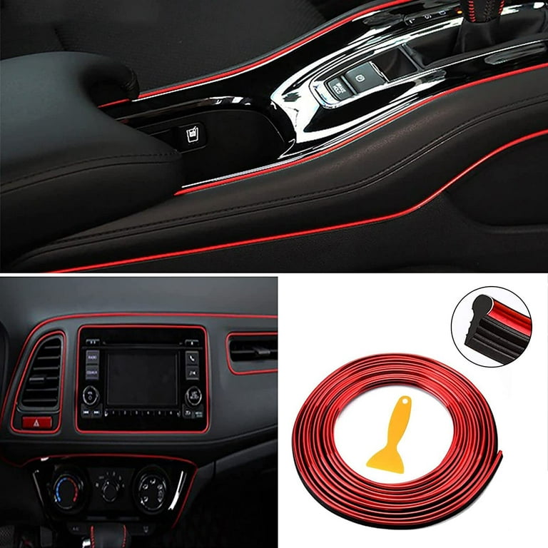 OBOSOE 16.4ft Car Interior Moulding Trim Car Decorative Filler Insert Strips  with Installation Tool, Flexible Electroplating Decoration Styling Door  Dashboard Strip (Red) 