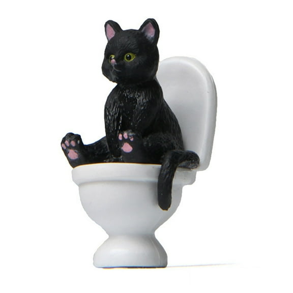 UDIYO Cat Figures High Simulation Vivid Expression Decoration Accessories Toilet Sitting Miniature Cat Animal Model Toy for Kids