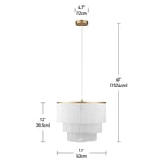 Novogratz x Globe Janis 1-Light Matte Gold Pendant Light with White Fabric Fringe Shade