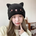thumbnail image 4 of Tuque Tricotée à Revers pour Femmes et Adolescentes avec Chat et Chaton, Bonnet d'Hiver pour l'Extérieur, Extensible, pour Ski, 4 of 5