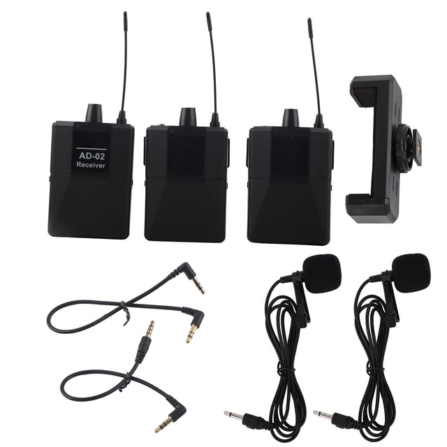Micrófono Lavalier inalámbrico Jadeshay UHF de 16 canales color Negro