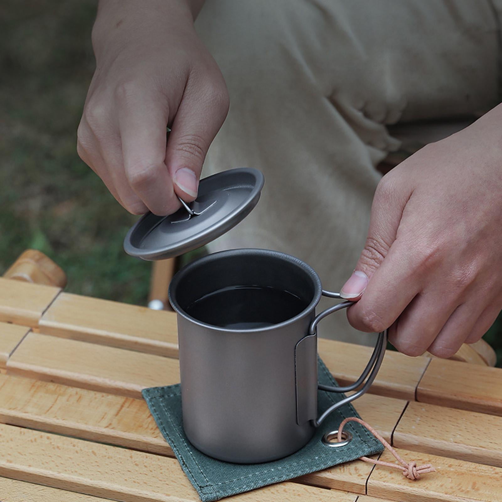 Taza de café para acampar con mango elegante, copa Ecuador