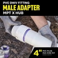 thumbnail image 3 of 4 in. White PVC DWV Male Adapter, MPT x Hub Fitting for Drain, Waste & Vent Systems (25-Pack), 3 of 8