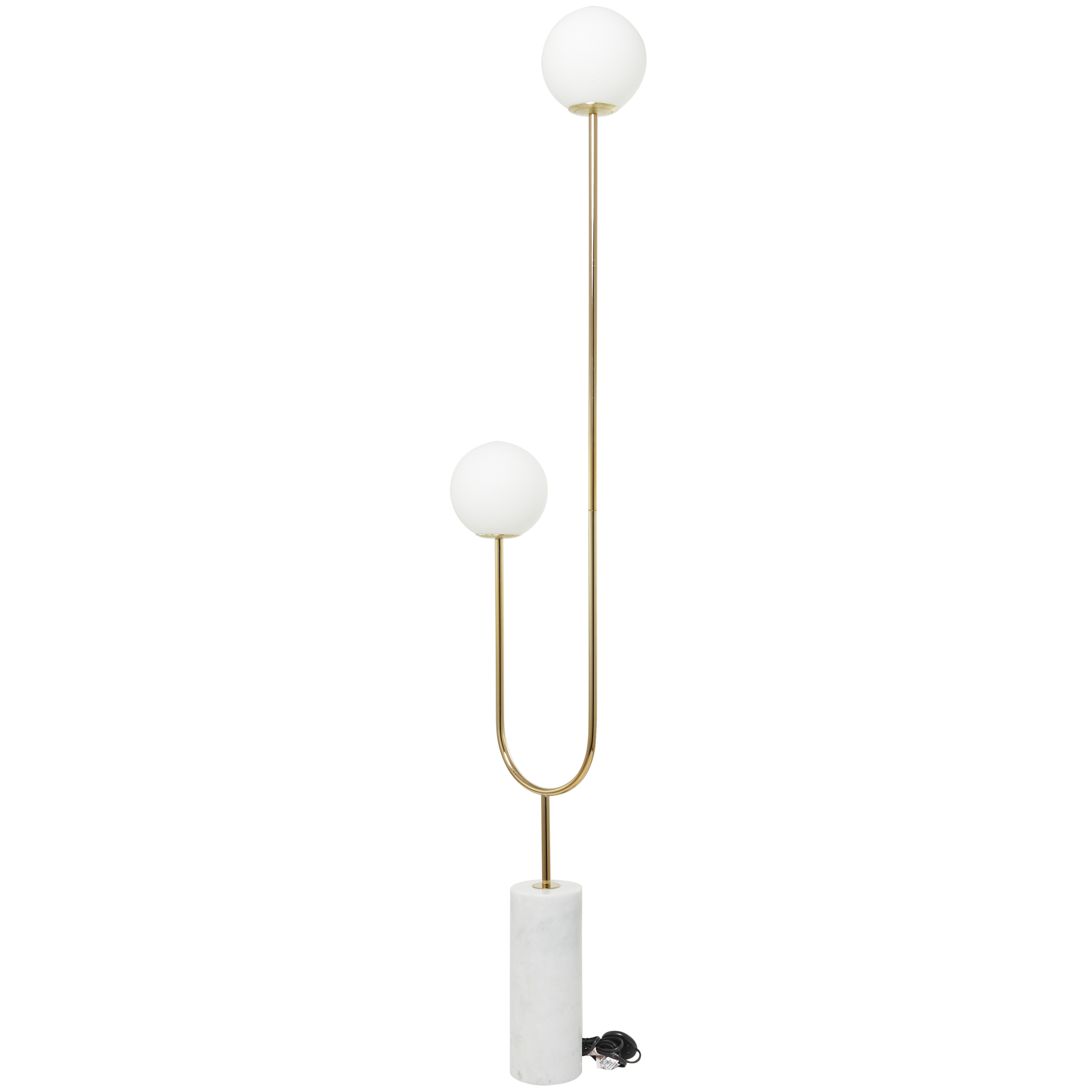 DecMode 73" 2 Light Orb Gold Floor Lamp with White Glass Shade - image 7 of 9