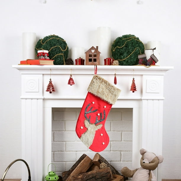 Puntoco Liquidación De Adornos Decorativos Navideños Suministros De Decoración Navideña Lindos Calcetines Con Cabeza De Ciervo Calcetines De Peluche Con Caramelos Bolsa De Regalo Para Colgar En El Árb