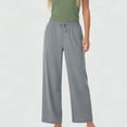 thumbnail image 6 of Momihoom Women's Linen-Blend Drawstring Wide-Leg Pants, High Waist Casual Trousers with Pockets, 6 of 7