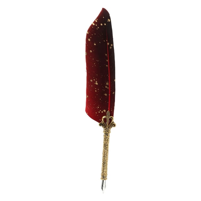 Quill Pen Set, Feather Pen Multiple Replacement Nibs Exquisite Styling Wear Resistant Retro Elegant For Office For Home For School Red
