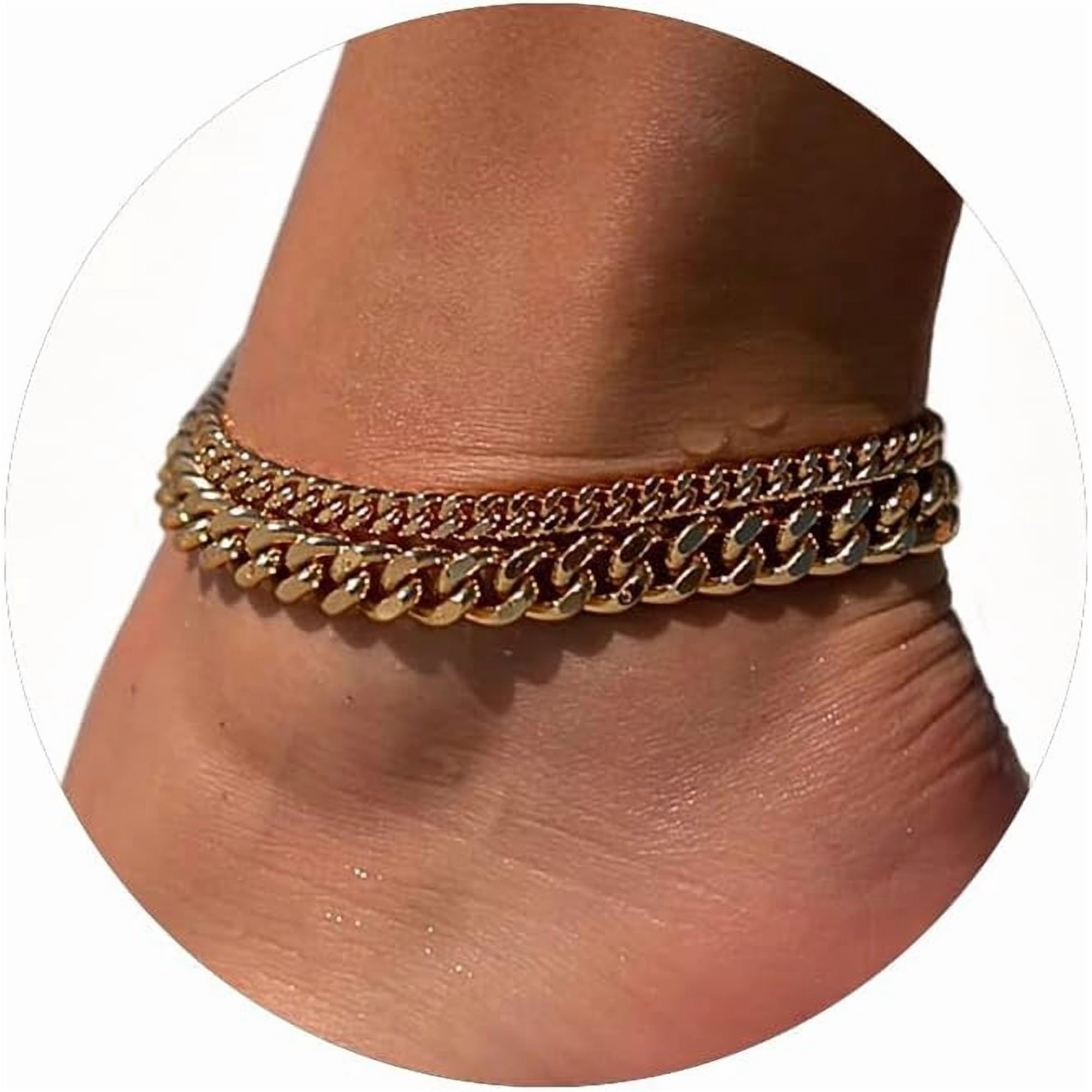 Gold Ankle Bracelets for Women 14K Gold Plated/Silver Anklets for Women Waterproof Minimalist Cuban Link Anklets Set Dainty Layered Ankle Bracelets Anklets for Women Gold Anklet Jewelry Gifts